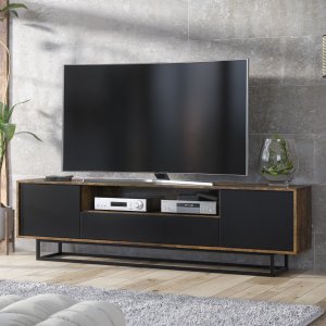 One Furniture Szafka RTV Rift 200cm Loft ONE FURNITURE - Laminat Brąz Rustrykalny 5