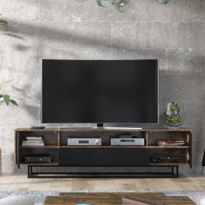 One Furniture Szafka RTV Rift 200cm Loft ONE FURNITURE - Laminat Brąz Rustrykalny 7