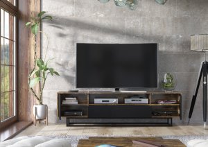One Furniture Szafka RTV Rift 200cm Loft ONE FURNITURE - Laminat Brąz Rustrykalny 8