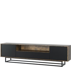One Furniture Szafka RTV Rift 200cm Loft ONE FURNITURE - Laminat Brąz Rustrykalny 10