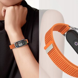 Pasek Tech-Protect Nylon Stripe do Xiaomi Smart Band 8 / 9 / 10 / NFC Black/orange 3