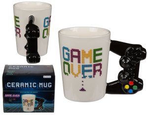 Zestaw dla Gracza - Kubek GAME OVER + Długopis z Kontrolerem + Czarny Brelok z Padem 5