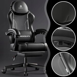 FOTEL GAMINGOWY PIKOWANY PREMIUM BIUROWY OBROTOWY KRZESŁO PODNÓŻEK + MASAŻ 5