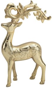Figurka ozdobna Renifer metalowy złoty 30 cm 2