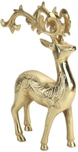 Figurka ozdobna Renifer metalowy złoty 30 cm 3