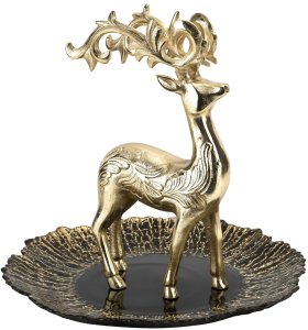 Figurka ozdobna Renifer metalowy złoty 30 cm 7