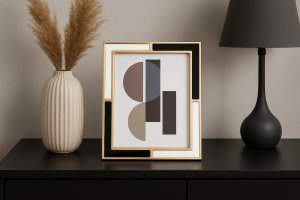 Ramka na zdjęcia 16,5x21,5 cm złota biało-czarna średnia 1