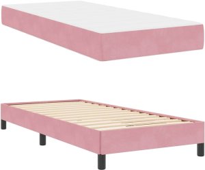 vidaXL Łóżko kontynentalne z materacem Różowy 100 x 200 cm Aksamit 6