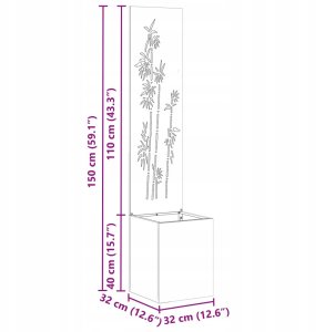 vidaXL Donica ogrodowa z dekoracyjną płytą Czarny 32 x 140 cm 10