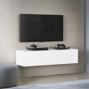 Szafka Rtv Wisząca Do Sypialni Pod Telewizor Pojemna Salon 140cm Biała Mat 1
