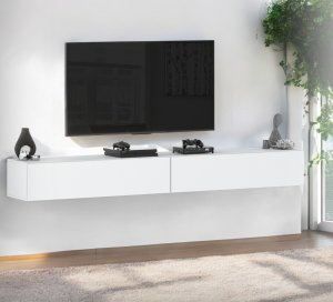 Szafka Rtv Wisząca Do Sypialni Pod Telewizor Pojemna Salon 140cm Biała Mat 2
