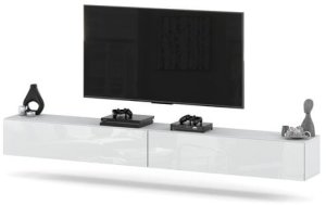 Szafka Rtv Wisząca 280cm Biały Wysoki Połysk Meblościanka Nowoczesna Tv 2