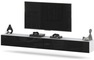 Szafka Rtv Wisząca 280cm Nowoczesna Pod Tv Salon Biały Mat Czarny Połysk 2