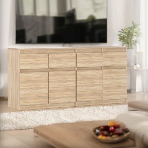 Komoda Do Salonu Sypialni Pokoju 160cm Duża Szafka Z 4 Szufladami Sonoma 3