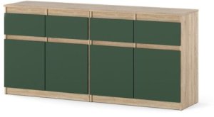 Komoda Pojemna Duża Szafka 4 Szuflady 160cm Dąb Sonoma Butelkowa Zieleń 2
