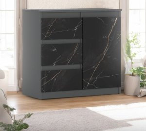 Komoda Z 3 Szufladami Mała Szafka Pojemna 80cm Szary Mat San Sebastian 2