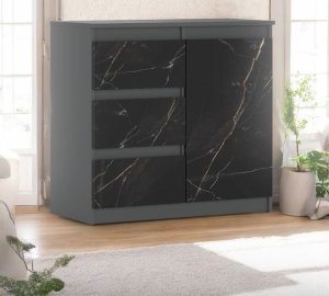 Komoda Pojemna 3 Szuflady Szafka Do Sypialni 120cm Szary San Sebastian 2