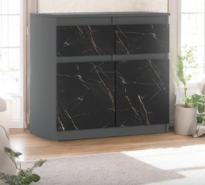Komoda Szafka 80cm Z 2 Szufladami Salon Sypialnia Mała Szara San Sebastian 2