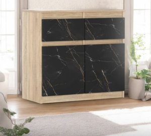 Komoda 2 Szuflady Mała Szafka Do Sypialni 80cm Dąb Sonoma San Sebastian 2