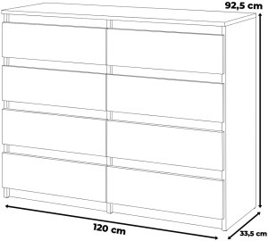 Komoda 8 Szuflad Biały Połysk 120cm Hugo Nowoczesna Szafka Rtv Do Sypialni 2