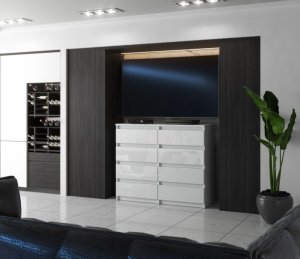 Komoda 8 Szuflad Biały Połysk 120cm Hugo Nowoczesna Szafka Rtv Do Sypialni 3