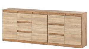 Komoda Nowoczesna Skandynawska 200cm 5 Szuflad Szafka Dąb Sonoma Wotan 2