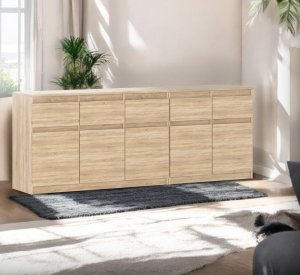 Komoda Drewniana Nowoczesna Szafka Best Oleksa 5 Szuflad 200cm Dąb Sonoma 3