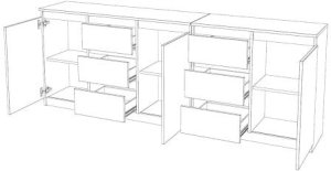 Komoda Młodzieżowa Z 6 Szufladami Do Salonu Sypialni 200cm Szara Biała Mat 3