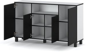 Komoda Do Salonu 140cm Bruno Bez Szuflad Szafka Pod Telewizor Rtv Czarna 2