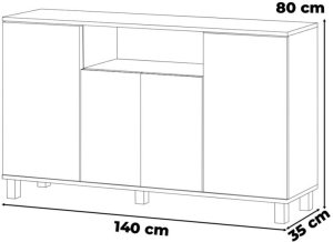 Komoda Czarna 140cm Bruno Szafka Rtv Do Sypialni Salonu Młodzieżowa 2