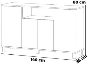 Komoda Loft 140cm Bruno Szafka Rtv Młodzieżowa Do Salonu Szara Dąb Wotan 4