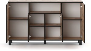 Komoda Loft 140cm Bruno Szafka Rtv Drewniana Do Sypialni Wotan Czarny Mat 2
