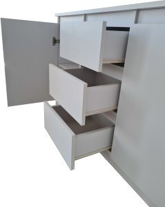 Hurtownia-Mebli Komoda Do Salonu Sypialni 120cm Szafka Agnes 3 Szuflady Dąb Sonoma Biała 2