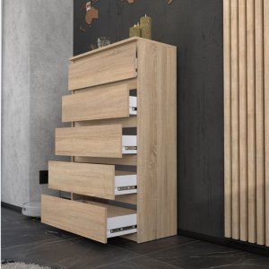 Komoda Drewniana 70cm Nowoczesna Pojemna Szafka Do Salonu Sypialni Sonoma 2