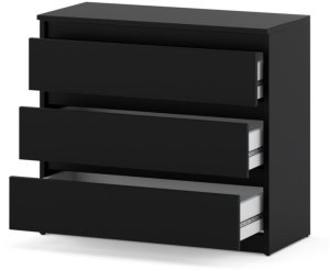 Komoda 3 Szuflady Szafka 80cm Nowoczesna Salon Sypialnia Loft Czarna Mat 2