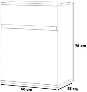 Komoda Biała Z Szufladą Salon Sypialnia Szafka 60cm Nowoczesna Bezuchwytowa 2