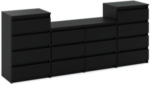 Komoda 14 Szuflad 220cm Loft Stolik Szafka Rtv Salon Sypialnia Czarny Mat 2