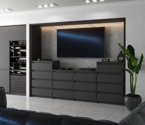 Komoda Meblościanka Szafka Rtv Salon Sypialnia 220cm Loft Szuflady Szara 2