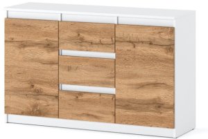 Komoda Młodzieżowa 3 Szuflady 120cm Pojemna Szafka Rtv Biała Dąb Wotan 2