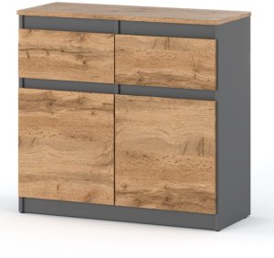 Komoda 2 Szuflady Szary Dąb Sonoma 80cm Szafka Rtv Salon Sypialnia Oleksa 2