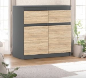 Komoda 2 Szuflady Szary Dąb Sonoma 80cm Szafka Rtv Salon Sypialnia Oleksa 3