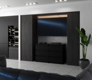 Komoda 6 Szuflad Do Pokoju Młodzieżowego Hugo Szafka Rtv 100cm Loft Czarna 2