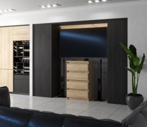 Komoda 4 Szuflady Hugo Nowoczesna 60cm Wąska Szafka Rtv Salon Dąb Sonoma 2