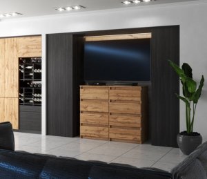 Komoda Drewniana 8 Szuflad Dąb Wotan Hugo 120cm Pojemna Szafka Młodzieżowa 2