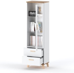 Regał Biały Witryna Słupek 40cm Komoda Szklana Salon Sypialnia Skandynawska 3