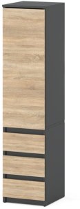 Szafa wąska do przedpokoju sypialni wąska 40cm 3 szuflady szary dąb sonoma 1