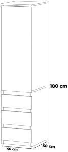 Szafa nowoczesna do przedpokoju sypialni wąska 3 szuflady 40cm dąb wotan 3