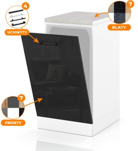 Front Do Zabudowy Zmywarki 45cm Szafka Kuchenna Spremium Czarny Połysk 1