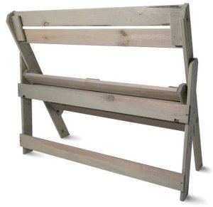 Ławka ogrodowa z oparciem drewniania nowoczesna na grilla 105cm jasna siwa 2