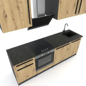 Meble Kuchenne Szare Z Drewnem Agata 2.2m Nowoczesne Kuchnia Modułowa 4